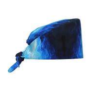 Blue Spirit Flame Printed Sweat-Wicking Breathable Work Cap with Sweatband and Adjustable Ties, Suitable for Both Men and Women
