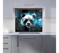 Blue Splashart Panda Face Kitchen Splashback Warren Reed - Designer Blue 600mm x 650mm