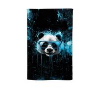 Blue Splashart Panda Face Tea Towel Warren Reed - Designer Blue One Size