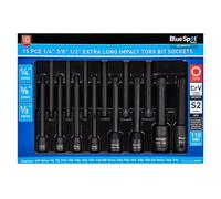 Blue Spot 01595 15 Piece 1/4" 3/8" 1/2" Extra Long Impact Torx Bit Sockets