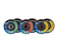 Blue Spot 19688 2 x 40/2 x 60/2 x 80 Grit Aluminium Flap Discs - Black (6-Piece)