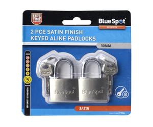 Blue Spot 77006 30 mm Satin Finish Keyed Alike Padlocks 2-Piece)