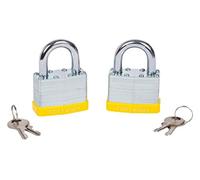 Fort Knox 2 Pce 50mm Laminated Keyed Alike Padlocks - Set 50mm 4 Keys All Same - 2 set keyed alike 50 mm padlocks 4 keys all same laminated steel
