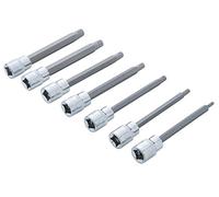 Blue Spot Tools 01512 BlueSpot 7 PCE 3/8" (M4-M10) Extra Long Spline Socket Bit Set, Set of 7 Pieces, Multi-Color