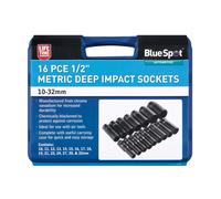 Blue Spot Tools 01550 1/2" Drive Metric Deep Impact Socket Set 16pc (10-32mm)