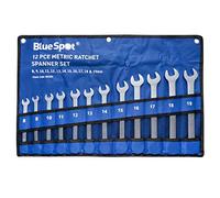 Blue Spot Tools 04303 12 Piece Chrome Vanadium Metric Ratchet Spanner Set (8-19mm)