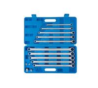 Blue Spot Tools 04307 10 Piece Extra Long Metric Ratchet Spanner and Adaptor Set (8-19mm), Chrome Vanadium Steel, 5° Fine Ratchet Action, Blow-Moulded case