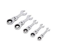 Blue Spot Tools 04314 5 Piece Flexible Stubby Ratchet Spanner Set, Chrome Vanadium Steel, 5° Fine Ratchet Action, 10, 12, 13, 17 & 19mm