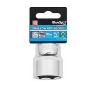 Blue Spot Tools - 1/2 inch drive hex socket 30 mm, flat | Chrome vanadium steel, corrugated surface, mirror polished chrome, 569Nm torque