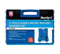 Blue Spot Tools 12 PCE Flexible Metric Ratchet Spanner Set (8-19mm) & case 04309