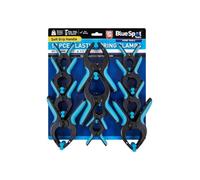 Blue Spot Tools 12 PCE Plastic Spring Clamps Set, 85-160mm (3½''-6½'') | 12-piece set; High-impact plastic; Zinc alloy spring; Non-marring protective pads; Soft grip handles