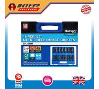 Blue Spot Tools 16PCE 1-2" Deep Impact Sockets 10-32MM
