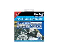 Blue Spot Tools 3 Pce 184mm x 30mm TCT Circular Saw Blades (20, 24 & 40 Teeth)