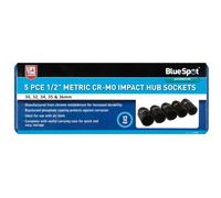 BLUE SPOT TOOLS 5 PCE 1/2" METRIC CR-MO IMPACT HUB SOCKETS (30-36MM)