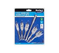 Blue Spot Tools 7-Piece 100mm Stubby Hex Shank Wood Drill Bit Set (13-25mm) | Heat-treated carbon steel; Hex shank; Includes extension bar and key