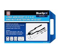 Blue Spot Tools Long Arm Pivet (3.2-6.4) and Nut Riveter (M4-M10) Set