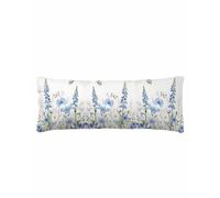 Blue Spring Floral Body Pillow Cover 20 x 54 Inch Decorative Pillow Cover Summer Botanical Pastoral Lumbar Pillowcase Seasonal Rectangle Cushion Case for Couch Sofa Bed Living Room