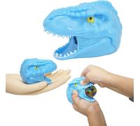 Blue Squeezy Dino Head Squeezy Toy for Kids, Anxiety Relief Unisex Sensory Fidget Goodie Bag Fillers, Relaxing Fun Bath Toy Pressure Ball 8.4cm