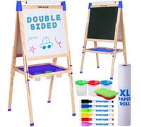 Blue Squid Art Easel for Kids, Easels for Toddlers | Adjustable Art Easel with Paper Roll, Magnetic Kid Chalkboard Easel Double Sided, Toddler White Board Toddler Easel for Kids + Accessories