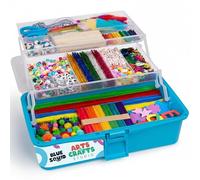 Blue Squid Arts & Crafts Box (Blue)- 2800+ pcs Deluxe Craft Supplies Box, 2 Drawers, 18 Compartments, Sturdy Handle - Art Crafting Kit Birthday Gifts for Kids, School Supply for Ages 4-12