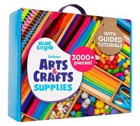 Blue Squid Arts & Crafts Chest - 3000+ pcs Deluxe Craft Kits for Kids Supplies Box, 2 Drawers, 18 Compartments, Sturdy Handle - Art and Crafting Kit Kids Craft Set, School Supply for Ages 4-8, 9-12