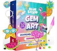Blue Squid Diamond Art for Kids - Summer Theme - Fun & Easy DIY 5D Gem Art Kits Kids Gift Set for Gem Keychains, Stickers, Sun Catchers - Diamond Painting for Kid Girls, Boys Ages 6-12