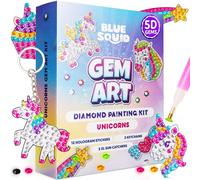 Blue Squid Diamond Art Kits for Kids - Fun & Easy DIY 5D Gem Art Gift Set for Keychain, Stickers, Sun Catchers - Diamond Painting Arts & Crafts Kit for Kids, Girls, Boys Ages 6 7 8 9 10 11 12