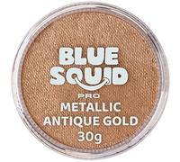 Blue Squid Face Paint Water Based Single Cake Professional Face Paint & Body Paint - Water Activated, Kids Adults Face Painting for Costume, Halloween Makeup - Metallic Antique Gold Face Paint 30g