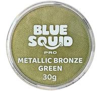 Blue Squid Face Paint Water Based Single Cake Professional Face Paint & Body Paint - Water Activated, Kids Adults Face Painting for Costume, Halloween Makeup - Metallic Bronze Green Face Paint 30g