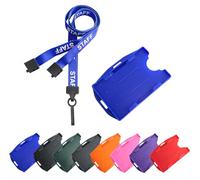 Blue Staff Lanyard with Double-Sided ID Card Holder with Dual Orientation for Portrait or Landscape Staff Card (Pack of 10) from PCL Media ltd