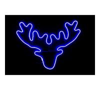 SHATCHI Stag Head Neon Effect Rope Light Silhouette Double Side 90 Blue LEDs Christmas Outdoor Home Wall Garden Holiday Festive Decorations