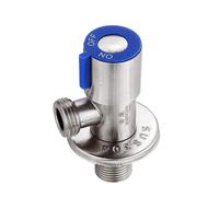 (Blue) Stainless Steel Brushed Hot & Cold Water Triangle Valve G1/2 Thread Angle Valves w/ Rotatable Switch for Toilet Sink Heater