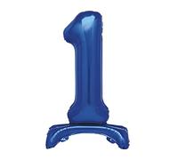 Unique Foil Balloon Standing Number 1 Blue 30" Packaged