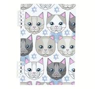 Blue Star Cats Notebook A5, Geometric Cat Notebooks A5, Lined Paper Composition Notebook 120Pages/60Sheets, Note Pads for School, Work Book for Man, College Essentials Women Man