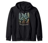 Blue Star Fern Phlebodium Aureum Vintage Plant Study Zip Hoodie