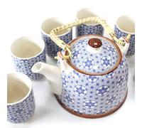 Blue Star Herbal Tea Pot Set With 6 Cups - Gift & Eco-Friendly