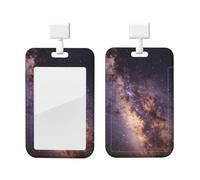 Blue Star Night Id Badge Holder with Lanyard-Vertical Card Protector Clear Abs Hard Shell, Retractable Reel for Work Office