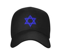 Blue Star of David Hat Caps for Men Women Star of David Baseball Cap Adjustable Trucker Dad Hats Black