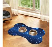 Blue star pattern Bone Shaped Absorbent Dog Feeding Mat