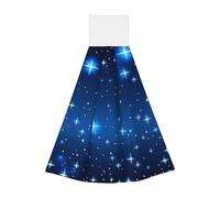 Blue star pattern Coral fleece hand towel, super absorbent hanging kitchen towel, children's adult bathroom kitchen hanging hand towel