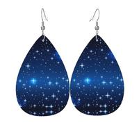 Blue star pattern Leather earrings, teardrop-shaped pendant jewelry, versatile and stylish women's accessories.