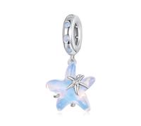 Blue Starfish Charms 925 Sterling Silver Ocean Beads fit Pandora Charms Bracelet Necklace for Women