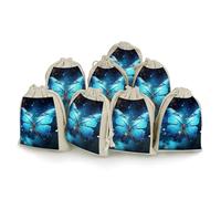 Blue Starry Butterfly 8 PCS Muslin Bags with Drawstring Sachet Bags Empty Small Cotton Drawstring Bag Muslin Reusable & Washable Cotton Bag for Herb Spice Candy Soap Jewelry Wedding Gift Pouches