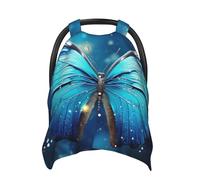 Blue Starry Butterfly Baby Car Seat Canopy Cover, Multi Use Breathable Nursing Breastfeeding Covers for Mom Soft Stroller Sun Shade Newborn Shower Gift