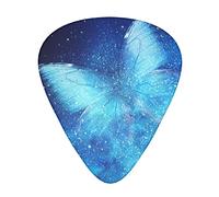 Blue Starry Butterfly Galaxy Guitar Paddle Set Of 12, Suitable For Guitar, Yukri, 3 Thicknesses