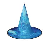 Blue Starry Butterfly Galaxy Print Halloween Wide Brim Foldable Hat Suitable For Cosplay,Masquerade And Carnival-1 Piece