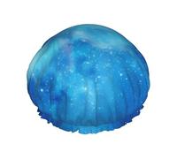 Blue Starry Butterfly Galaxy Print Shower Cap for Women & Men - Reusable, Double Layer, Breathable, Hair Bath Cap One Size