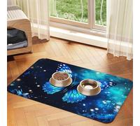 Blue Starry Butterfly1 Print Pet Feeding Mat Dog Mat for Food and Water Bowl Dogs Water Dispenser Mat Dogs Accessories