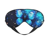 Blue Starry Butterfly1 Print Silk Like Sleep Eye Mask Comfortable Blindfold Adjustable Soft Eye mask for Sleep