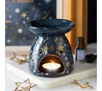 Blue Starry Night Oil Burner & Wax Warmer | Celestial Ceramic Burner for Wax Melts & Oils | Star Pattern Home Fragrance Gift